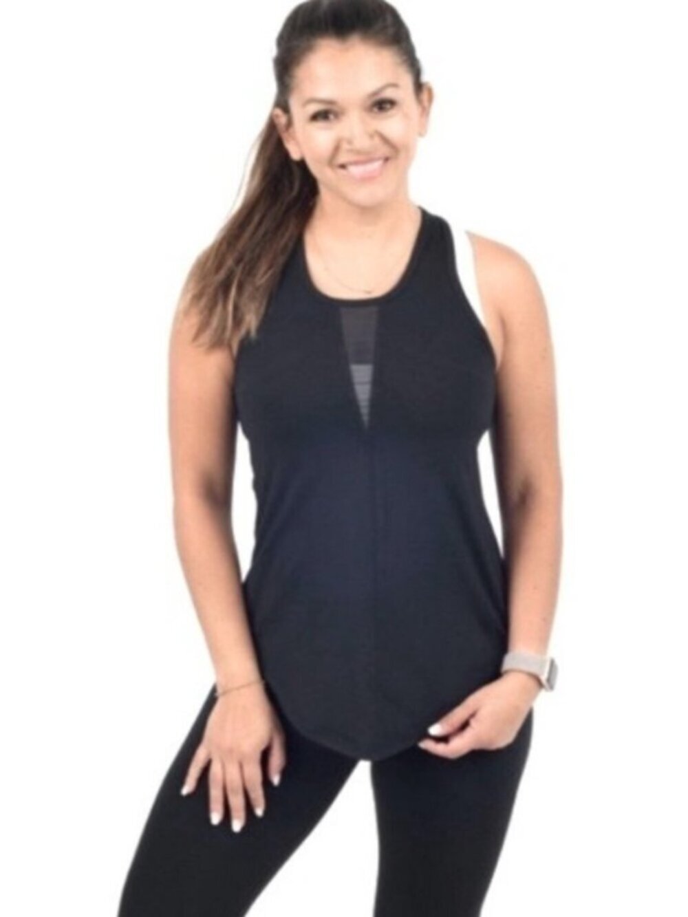 Zyia Active Effortless Black Tank Top with Mesh